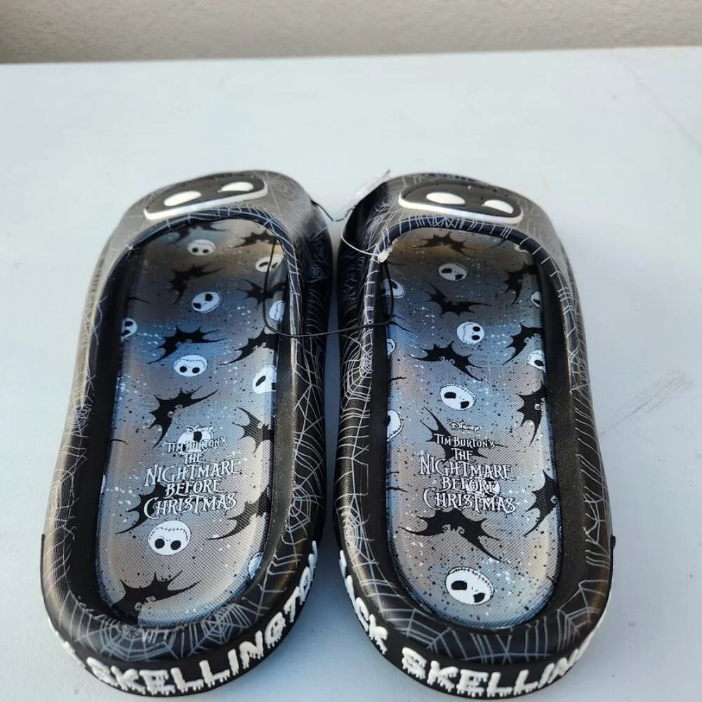 NEW Nightmare Before Christmas Men's Size 10 Sandals Slides Slippers Black White